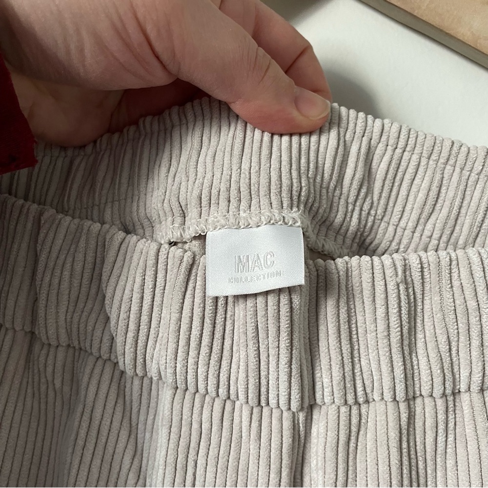 MAC Jeans Collection Chiara Wide Leg Pull On Corduroy Pants Sand Beige Size 36 - Picture 10 of 12